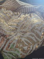 Wavy stripe white mesh sequin fabric and glimpse of separate chevron cloth