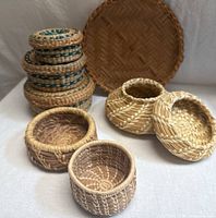 Group view of all eight woven baskets