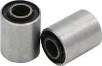 two bushings showing outer metal sleeve and inner rubber insert