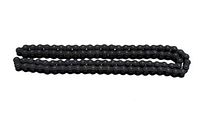 Black 84-link drive chain laid out straight
