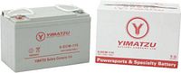 Battery beside branded retail box showing model and brand