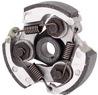 front view of clutch showing three shoes and springs