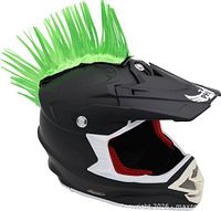 Mohawk attachment displayed on black helmet for demonstration