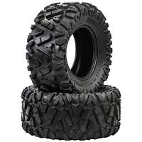 Two Yimatzu IronHorn tires stacked showing tread pattern and sidewall
