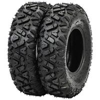 Two new Yimatzu IronHorn ATV tires side by side