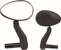 Front view of two acrylic convex mirrors with black plastic mounting handles