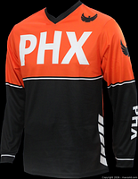 Front view of orange and black PHX Helios jersey on mannequin