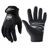 front and back of gloves showing design, closure, grip patterns