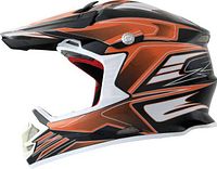 Left side view of gloss orange PHX Raptor Tempest motocross helmet