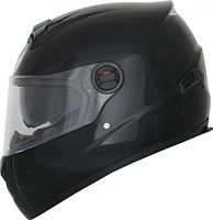 Right side profile of flat black PHX Stealth X2 helmet showing clear visor and vent details