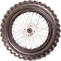 Front view of complete wheel showing rim, tire tread and hub
