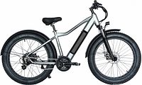 Full side view of SHOK Atomik fat-tire eBike displaying frame, battery, tires, drivetrain, brakes, and accessories