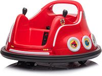 Front-angle view of red SHOK Hoverkid bumper car showing LED strip and controls
