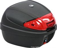 Closed PHX scooter trunk showing red reflector and latch