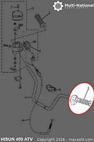 Exploded diagram showing throttle grip position on Hisun 400 ATV