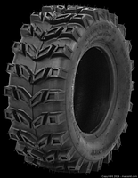 Angled view displaying tread pattern and sidewall markings