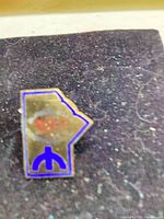 Front view of pin showing design and colors