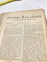 Title page showing masthead of The Potters' Examiner and Workman's Advocate dated April 6, 1844
