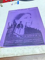 Front cover of purple "Summer of '42" sheet music showing title, imagery and composer credit