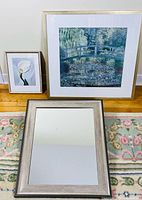 Group shot of mirror, Monet print, calla lily print