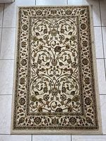 Full view of the rectangular area rug showing overall pattern and size