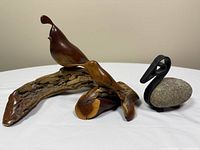 Full view of all three bird sculptures