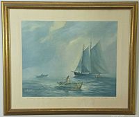 Full view of framed print showing artwork, mat, frame condition