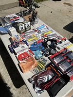Overview of all automotive accessories laid out on table