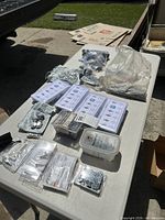 Overview of all packaged parts on table
