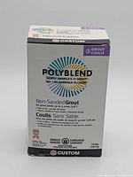 Front of Polyblend grout box showing product details