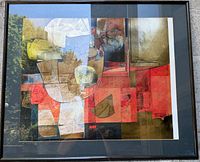 front view of framed abstract art print
