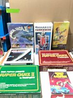 Group shot showing all boxed games stacked