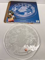 Platter beside original box showing full design and size