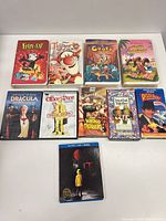 Front view of all 10 movie cases