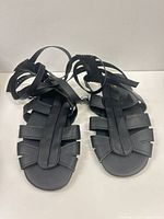 Top view showing full strappy gladiator design and ankle wrap straps