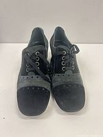 front view of the suede lace-up Oxford shoes