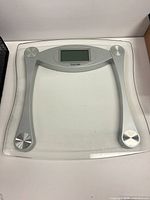 Front view of Taylor glass bathroom scale