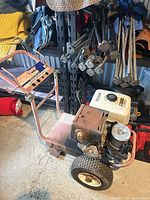 Full view of Honda engine mounted on pressure-washer frame