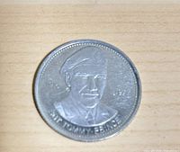 Obverse of coin showing Sgt Tommy Prince portrait and dates