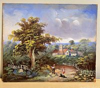 Front view of entire painting showing composition and condition