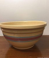 Full view of yellow ware stoneware mixing bowl