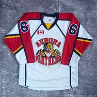 Full front view of jersey showing colours, numbers and overall condition
