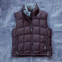 Front view of brown D2 puffer vest