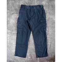 Full front view of blue cargo pants