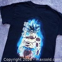 Full view of front of black Son Goku graphic t-shirt