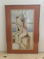 Full view of framed watercolour painting