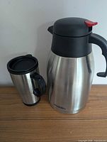 Aladdin stainless carafe and stainless travel mug