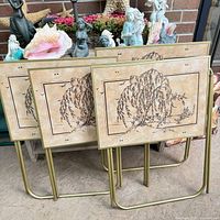 Set of four Lavada Weeping Willow folding TV trays standing together