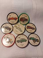 All eight Jell-O Wheels laid out showing graphics and rim colours