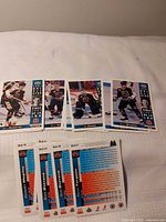 Front view of several cards showing player imagery and set design